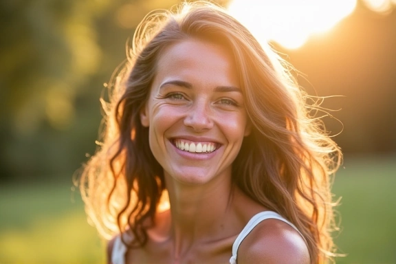 Mujer sonriente y vibrante, simbolizando el equilibrio hormonal y la vitalidad