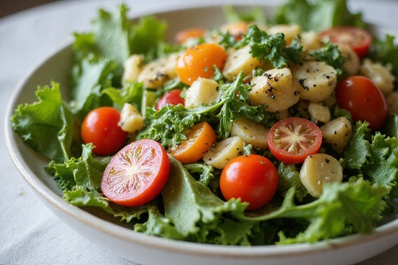 Primer plano de una ensalada fresca y colorida