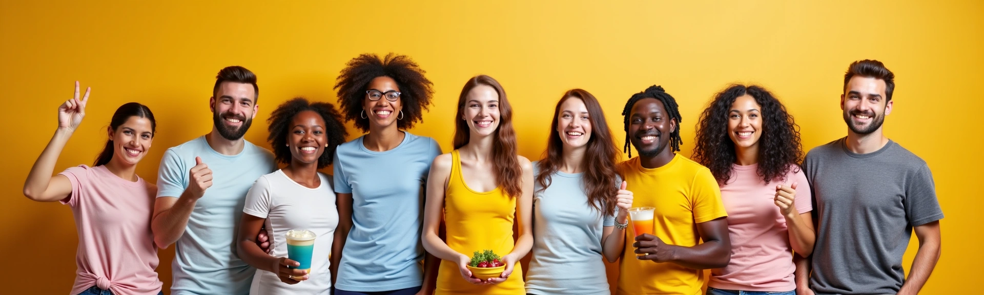 Personas felices y saludables celebrando sus logros en nutrición